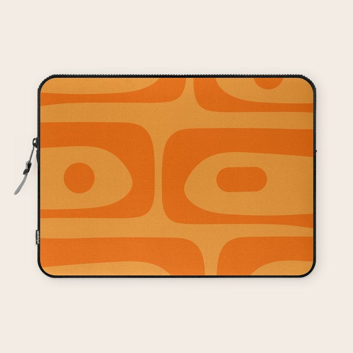 Retro Mid Century Modern Piquet Abstract Pattern in Double Orange Laptop Sleeve Gallery Image 1