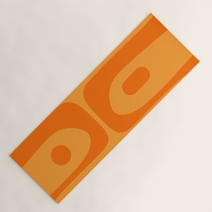 Retro Mid Century Modern Piquet Abstract Pattern in Double Orange Yoga Mat Gallery Image 1