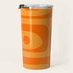 Retro Mid Century Modern Piquet Abstract Pattern in Double Orange Travel Mug Gallery Image 3