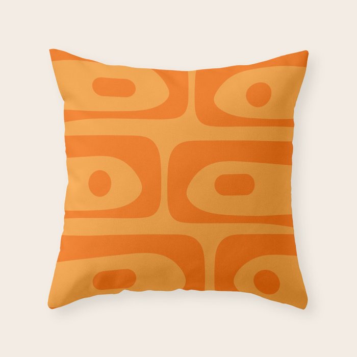 Retro Mid Century Modern Piquet Abstract Pattern in Double Orange Throw Pillow Gallery Image 6