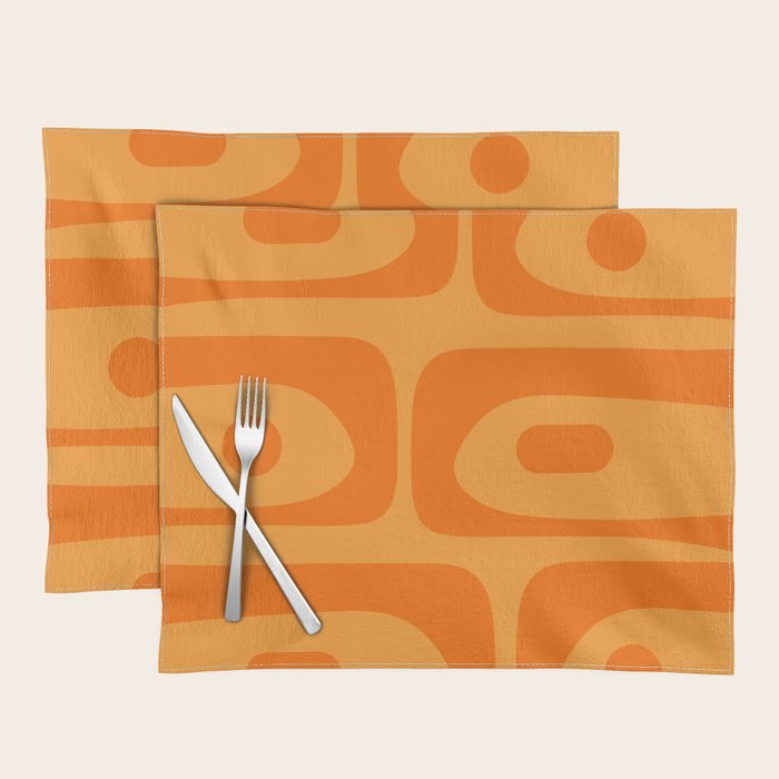Retro Mid Century Modern Piquet Abstract Pattern in Double Orange Placemat Gallery Image 1