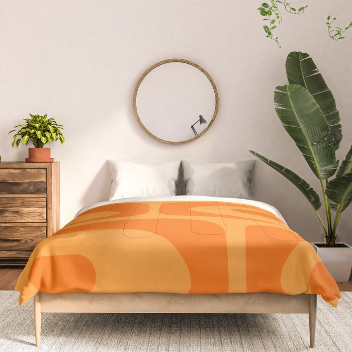 Retro Mid Century Modern Piquet Abstract Pattern in Double Orange Comforter Gallery Image 3