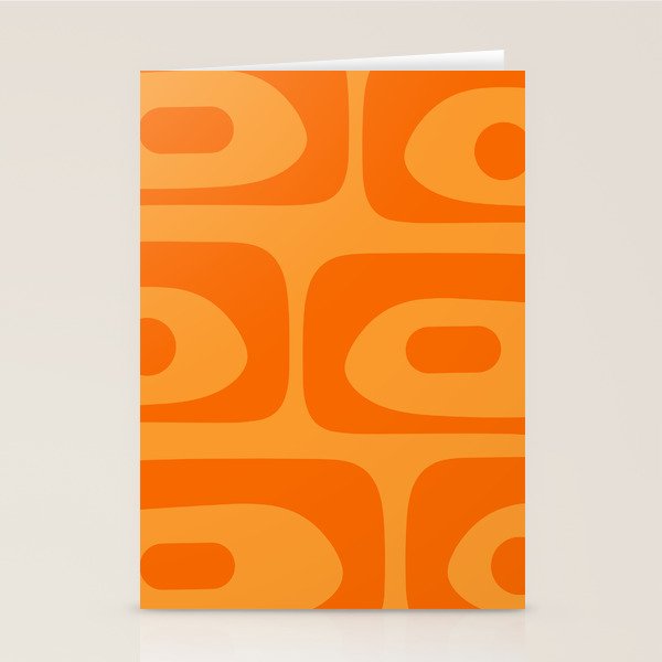 Retro Mid Century Modern Piquet Abstract Pattern in Double Orange Stationery Card Gallery Image 2