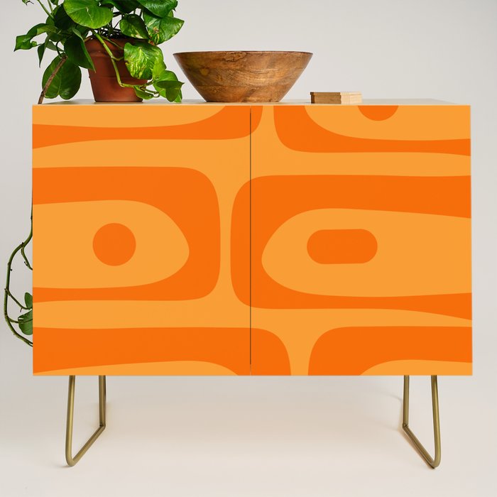 Retro Mid Century Modern Piquet Abstract Pattern in Double Orange Credenza Gallery Image 1