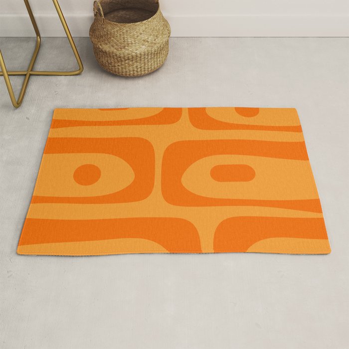 Retro Mid Century Modern Piquet Abstract Pattern in Double Orange Rug Gallery Image 1