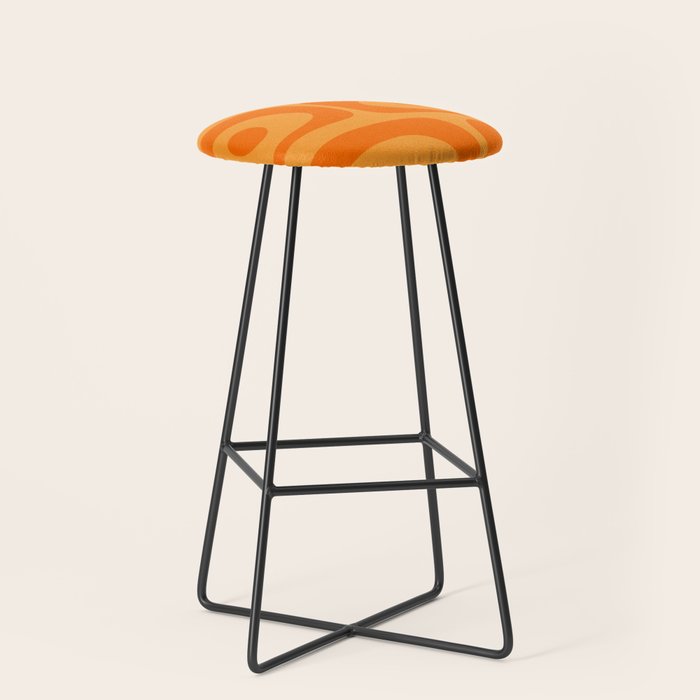 Retro Mid Century Modern Piquet Abstract Pattern in Double Orange Stool Gallery Image 1