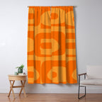 Retro Mid Century Modern Piquet Abstract Pattern in Double Orange Window Curtain Gallery Image 5