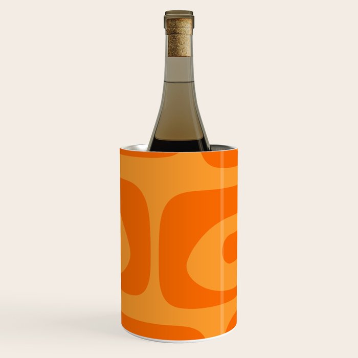Retro Mid Century Modern Piquet Abstract Pattern in Double Orange Wine Chiller Gallery Image 1