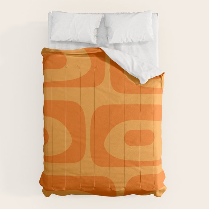 Retro Mid Century Modern Piquet Abstract Pattern in Double Orange Comforter Gallery Image 1