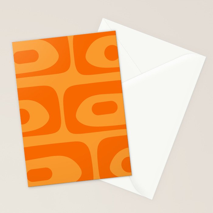 Retro Mid Century Modern Piquet Abstract Pattern in Double Orange Stationery Card Gallery Image 2
