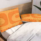Retro Mid Century Modern Piquet Abstract Pattern in Double Orange Pillow Sham Gallery Image 2