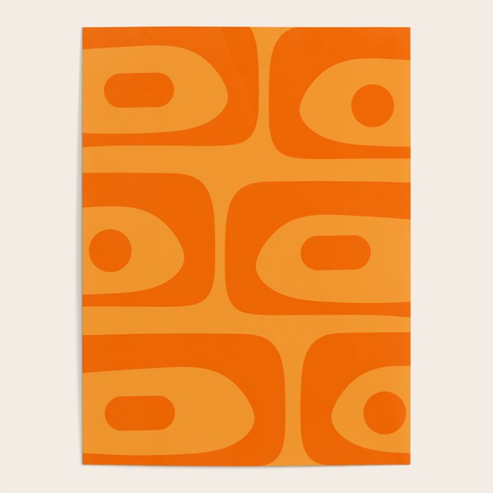 Retro Mid Century Modern Piquet Abstract Pattern in Double Orange Poster Gallery Image 4