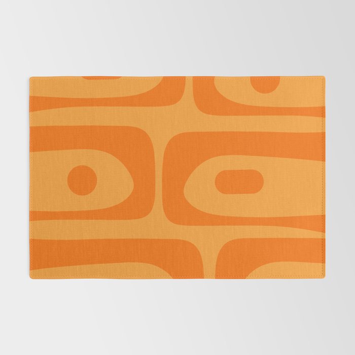 Retro Mid Century Modern Piquet Abstract Pattern in Double Orange Rug Gallery Image 2