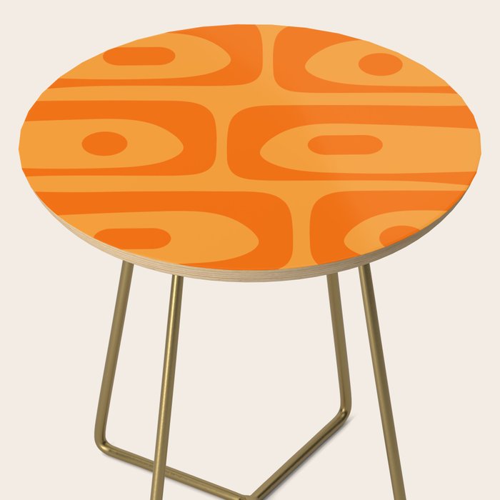 Retro Mid Century Modern Piquet Abstract Pattern in Double Orange Side Table Gallery Image 2