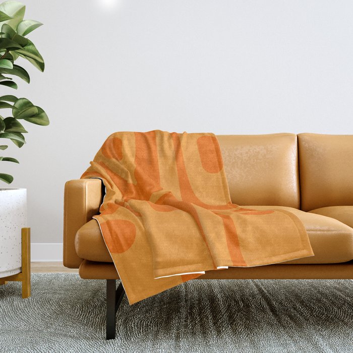 Retro Mid Century Modern Piquet Abstract Pattern in Double Orange Throw Blanket Gallery Image 1