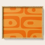 Retro Mid Century Modern Piquet Abstract Pattern in Double Orange Serving Tray Gallery Image 1