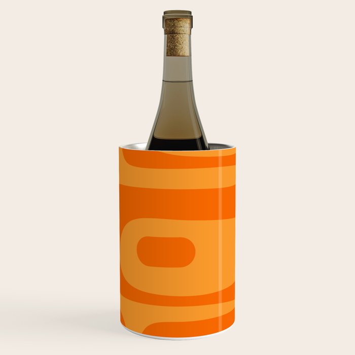 Retro Mid Century Modern Piquet Abstract Pattern in Double Orange Wine Chiller Gallery Image 3
