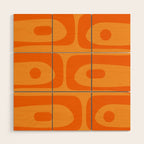 Retro Mid Century Modern Piquet Abstract Pattern in Double Orange Wood Wall Art Gallery Image 1
