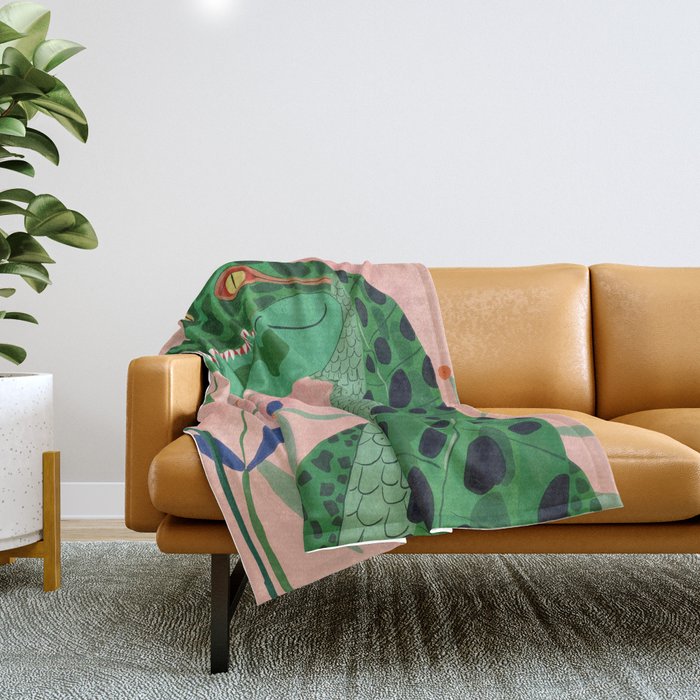 Jungle Crocodile Throw Blanket Gallery Image 1