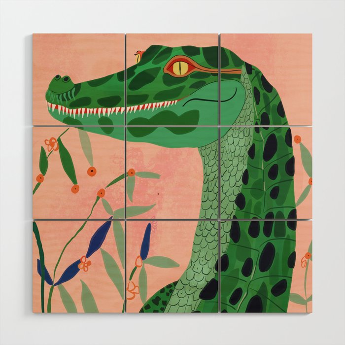 Jungle Crocodile Wood Wall Art Gallery Image 1