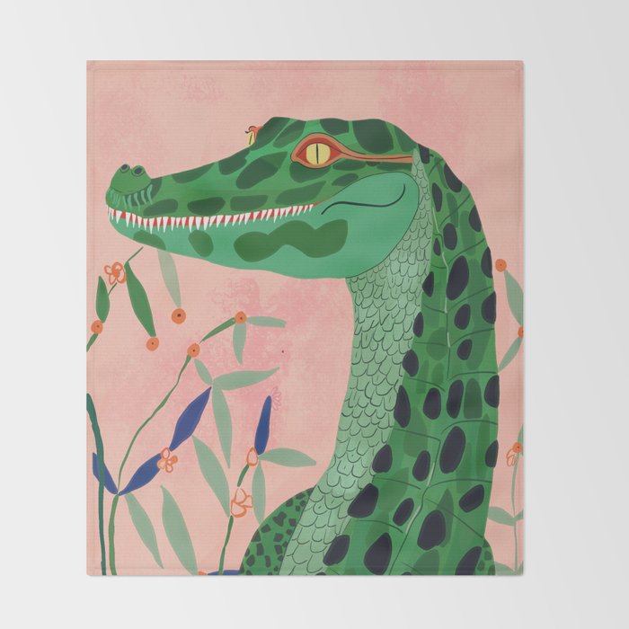 Jungle Crocodile Throw Blanket Gallery Image 2