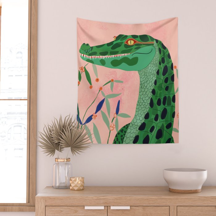 Jungle Crocodile Wall Tapestry Gallery Image 2