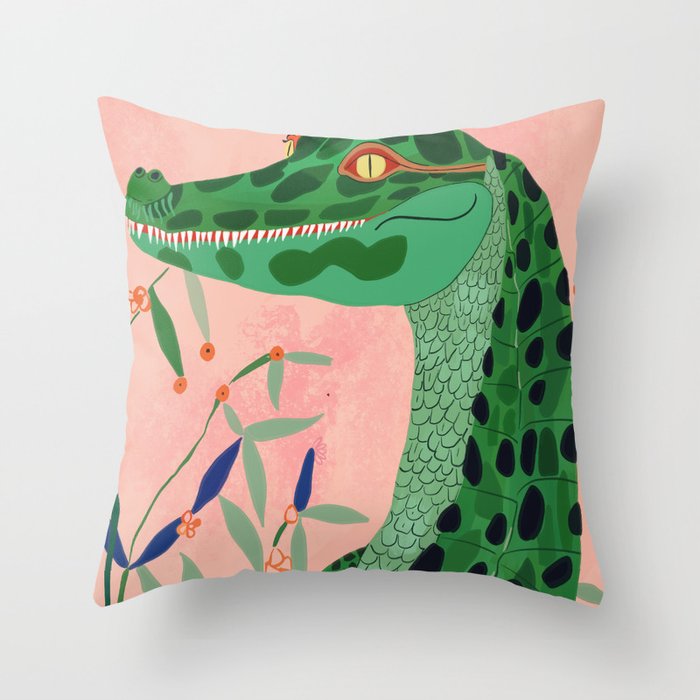 Jungle Crocodile Throw Pillow Gallery Image 6