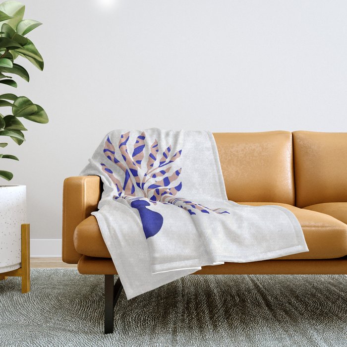 Foliage Blue Throw Blanket Gallery Image 1