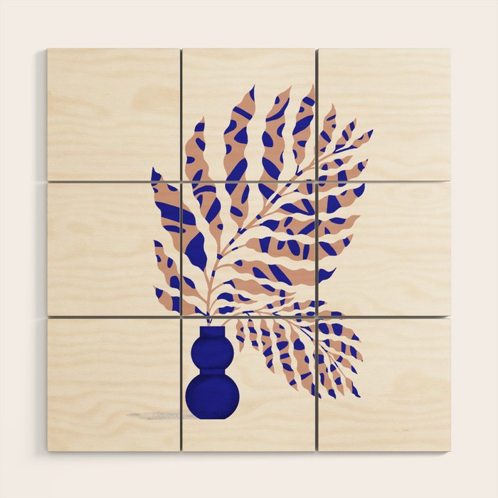 Foliage Blue Wood Wall Art