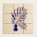 Foliage Blue Wood Wall Art Gallery Image 1