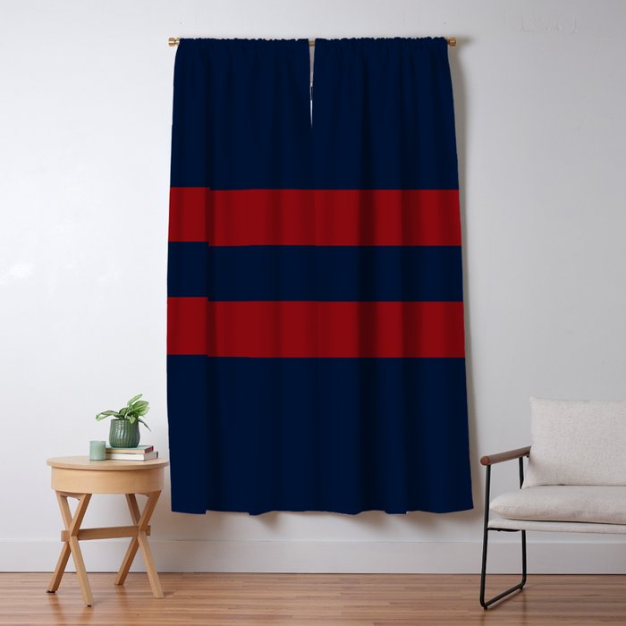 Navy Red Red Horizontal Stripes Window Curtain Gallery Image 5