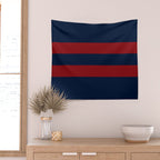 Navy Red Red Horizontal Stripes Wall Tapestry Gallery Image 2