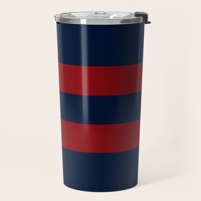 Navy Red Red Horizontal Stripes Travel Mug Gallery Image 2