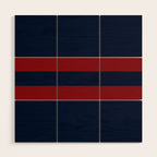 Navy Red Red Horizontal Stripes Wood Wall Art Gallery Image 1