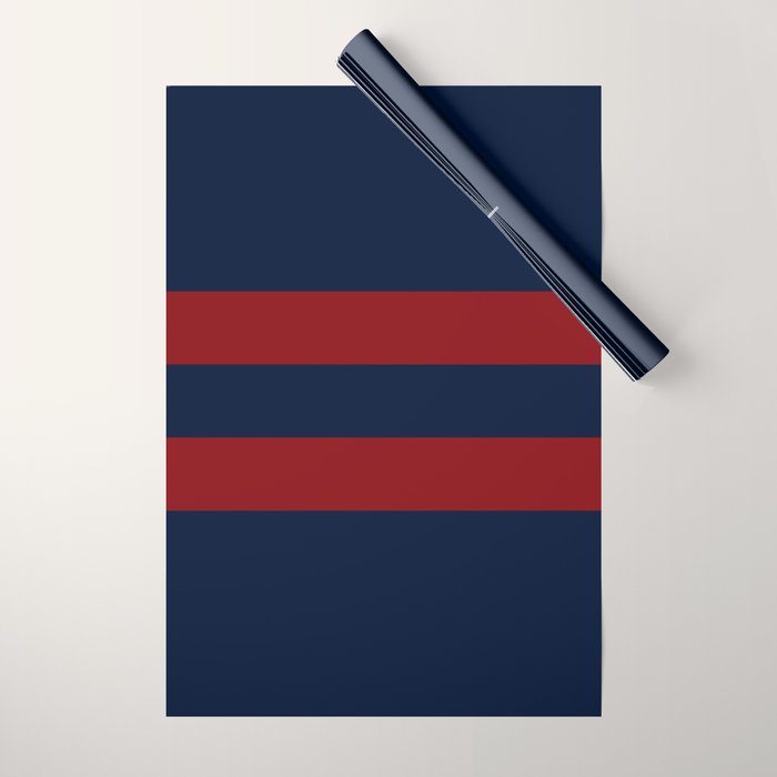 Navy Red Red Horizontal Stripes Wrapping Paper Gallery Image 1