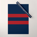 Navy Red Red Horizontal Stripes Wrapping Paper Gallery Image 1