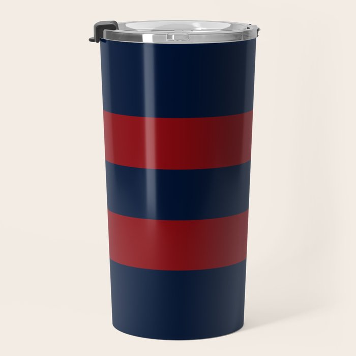 Navy Red Red Horizontal Stripes Travel Mug Gallery Image 3