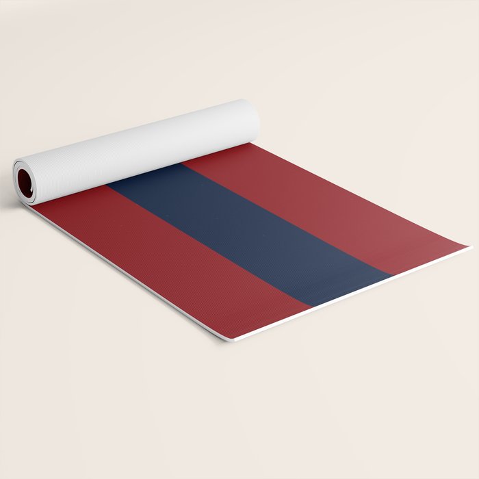Navy Red Red Horizontal Stripes Yoga Mat Gallery Image 2