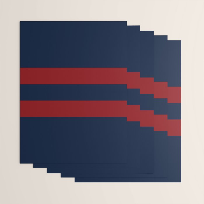 Navy Red Red Horizontal Stripes Wrapping Paper Gallery Image 3