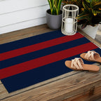 Navy Red Red Horizontal Stripes Outdoor Rug Gallery Image 2