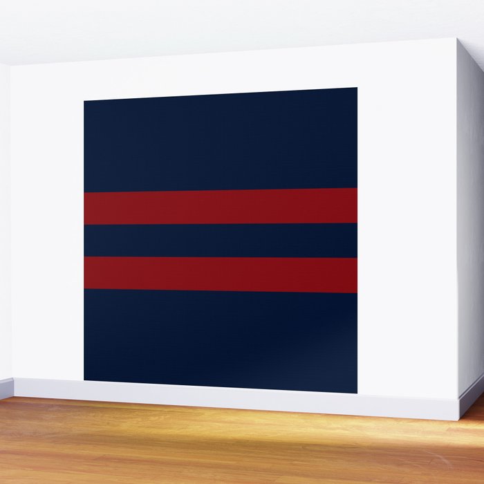 Navy Red Red Horizontal Stripes Wall Mural Gallery Image 2