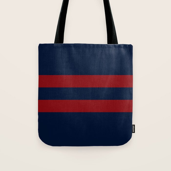 Navy Red Red Horizontal Stripes Tote Bag Gallery Image 1
