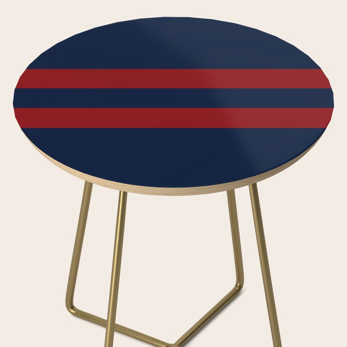 Navy Red Red Horizontal Stripes Side Table Gallery Image 2