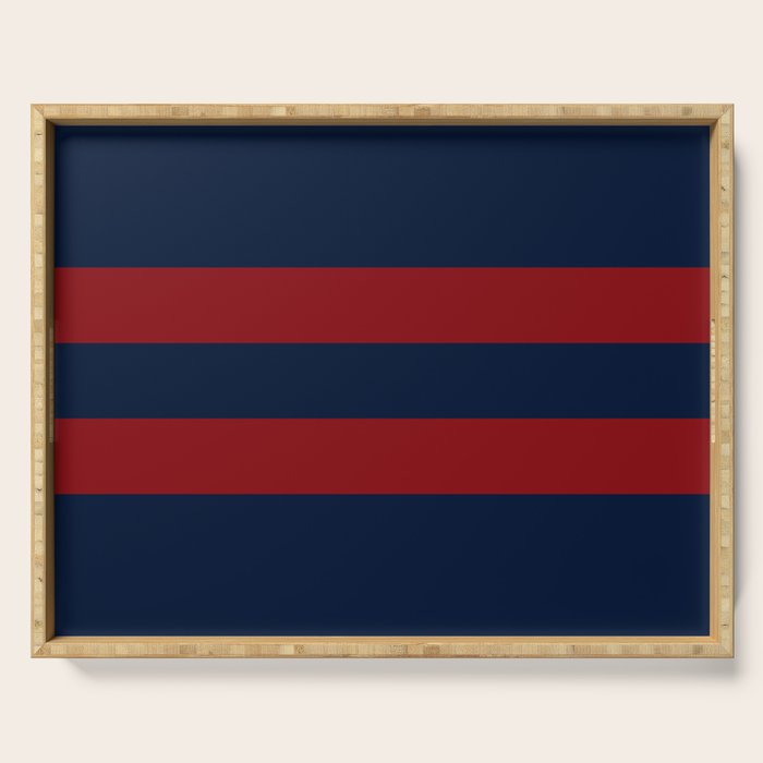 Navy Red Red Horizontal Stripes Serving Tray Gallery Image 1