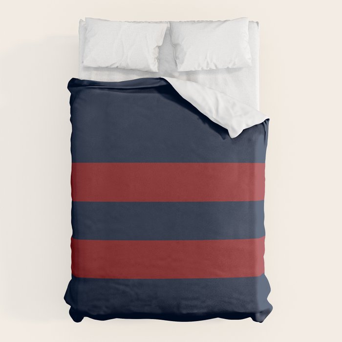 Navy Red Red Horizontal Stripes Duvet Cover Gallery Image 1
