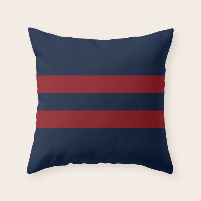 Navy Red Red Horizontal Stripes Throw Pillow Gallery Image 6