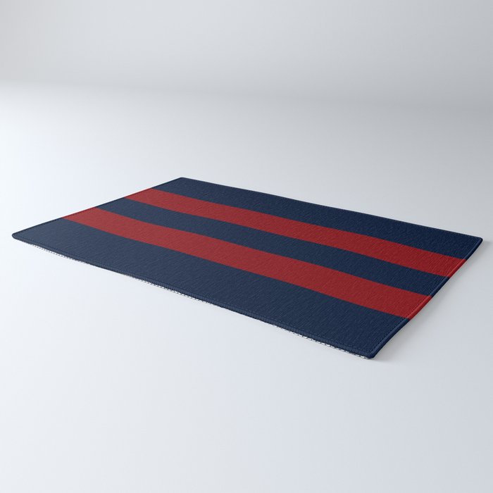 Navy Red Red Horizontal Stripes Rug Gallery Image 3