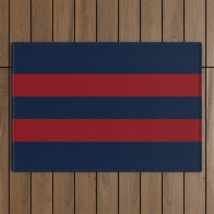 Navy Red Red Horizontal Stripes Outdoor Rug Gallery Image 1