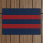Navy Red Red Horizontal Stripes Outdoor Rug Gallery Image 1