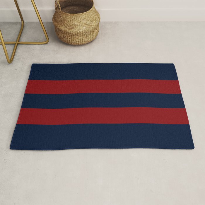 Navy Red Red Horizontal Stripes Rug Gallery Image 1